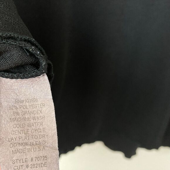 Susan Lawrence Top Women's Size 2X Black Stretchy V-Neck Scalloped Hem - Picture 5 of 5